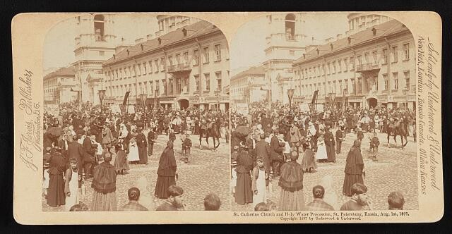 St. Catherine Church and holy water procession, St. Petersburg, Russia, 1897