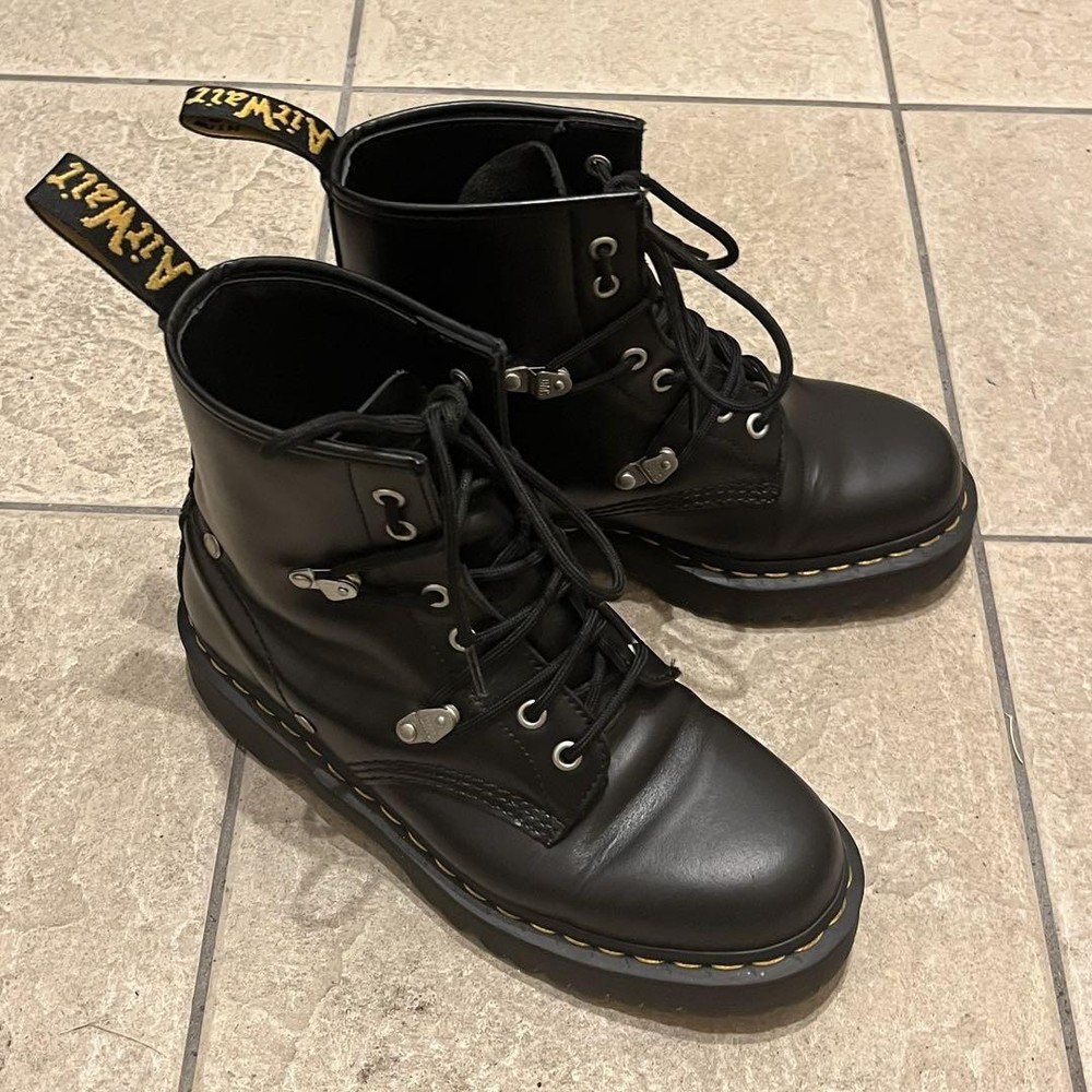 Dr Martens 1460 Bex Stud Boots US Size 8 Black Leather Punk Style