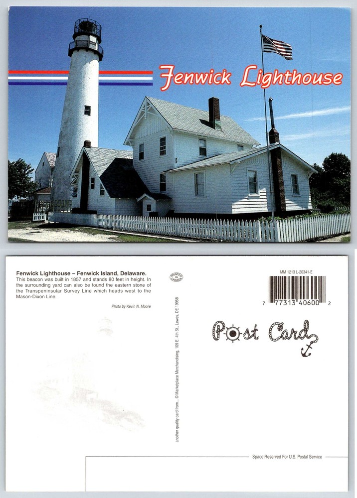 Fenwick Island Delaware FENWICK LIGHTHOUSE Postcard V480