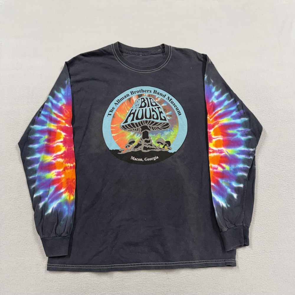 Allman Brothers Band Museum Shirt Mens Large Black Long Sleeve Tie Dye Big House