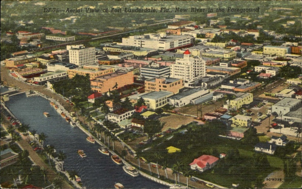 Fort Lauderdale Florida FL and New River aerial view 1940s