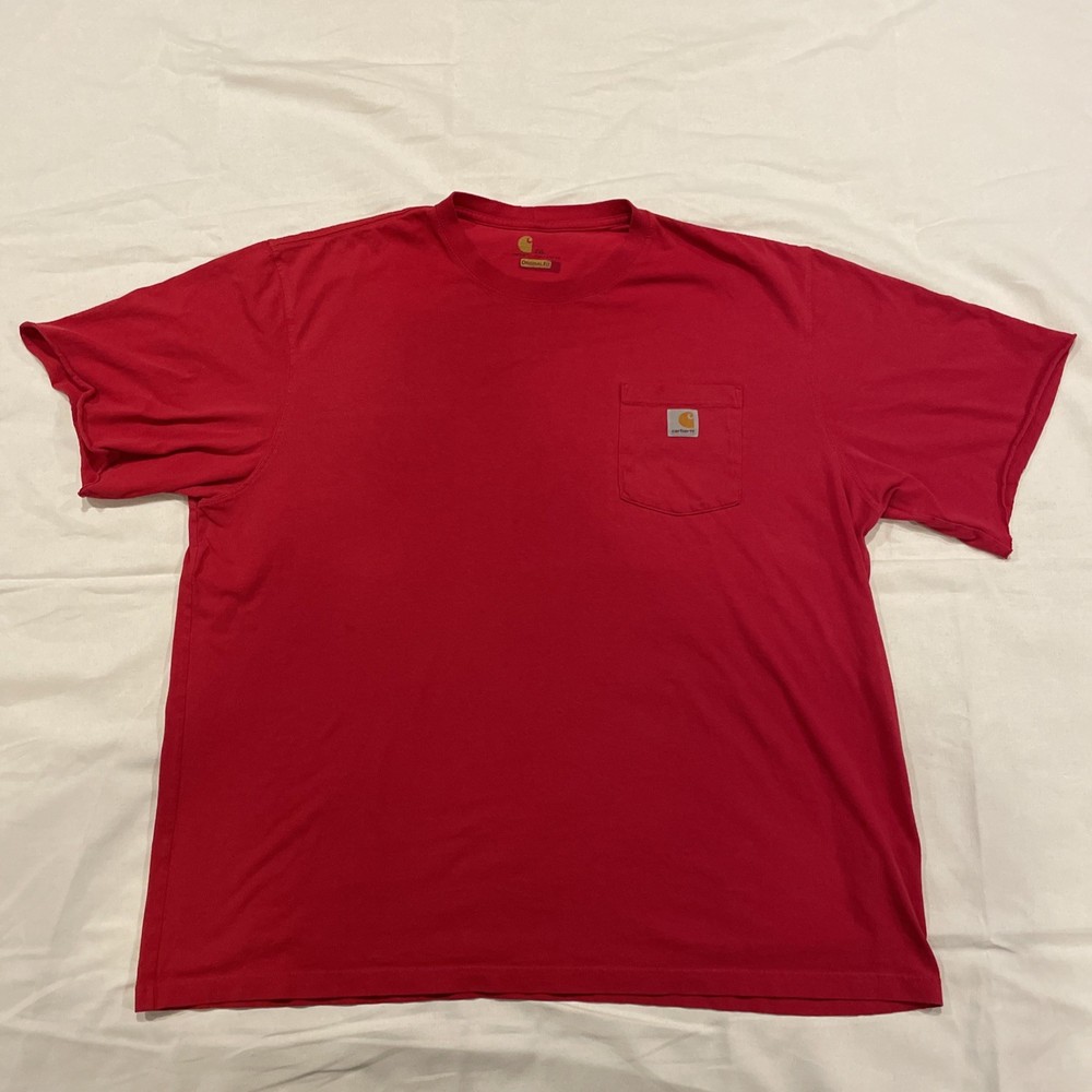 Carhartt Original Fit Short Sleeve Pocket T-Shirt for Men 2XL Red Workwear
