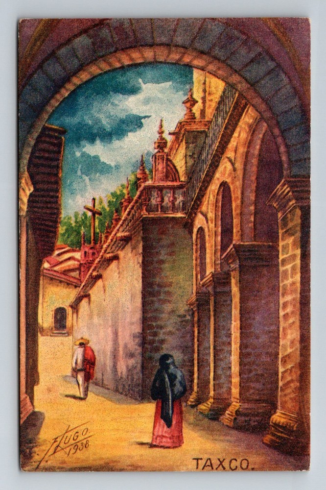 Mexico- Taxco Painting Of Old Colonia City Standard Souvenir PC Vintage Postcard