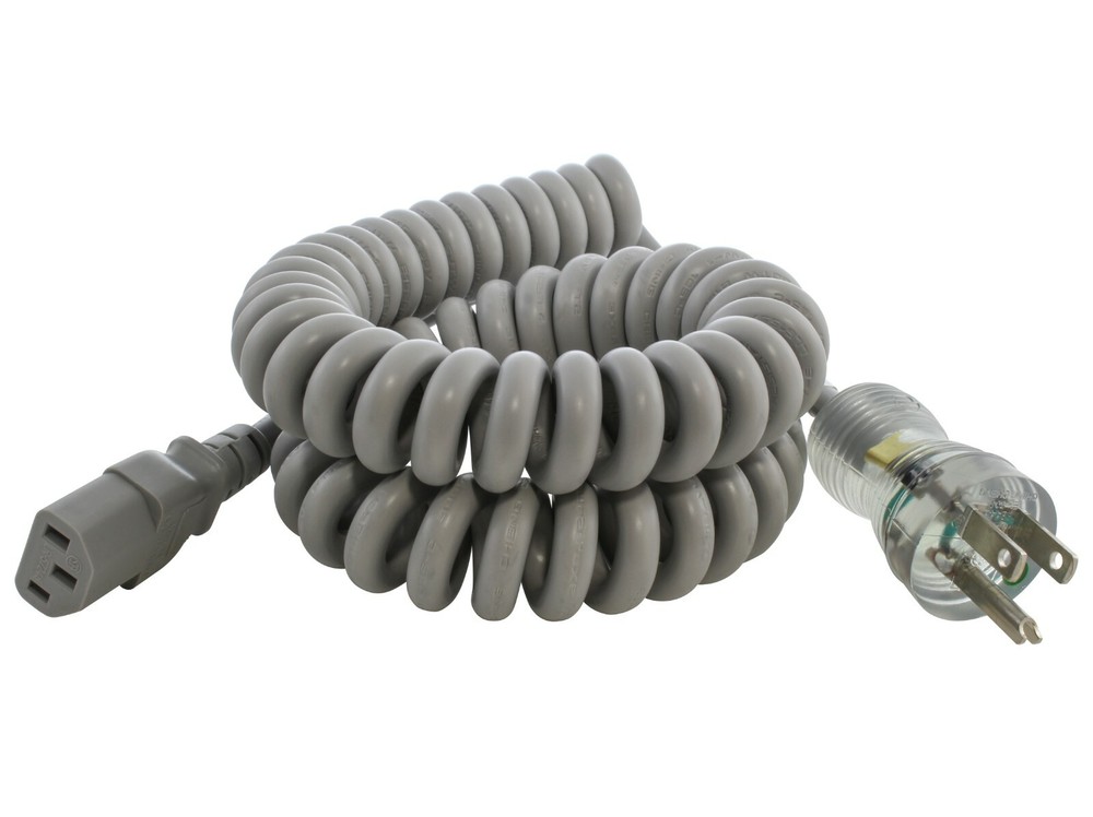 6.5ft Medical Grade Coiled Power Cord NEMA 5-15P to IEC C13 by AC WORKS-image