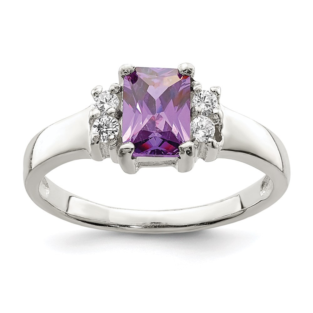 Sterling Silver Purple & White Cubic Zirconia Ring Size 8