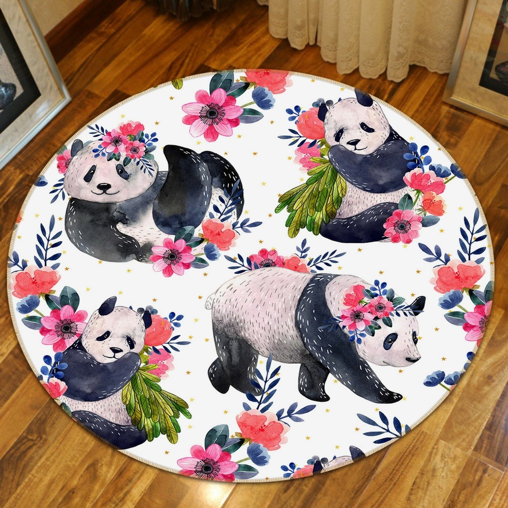 3D Panda Petals Non-Slip Rug Mat Elegant Photo Carpet for Home Decor