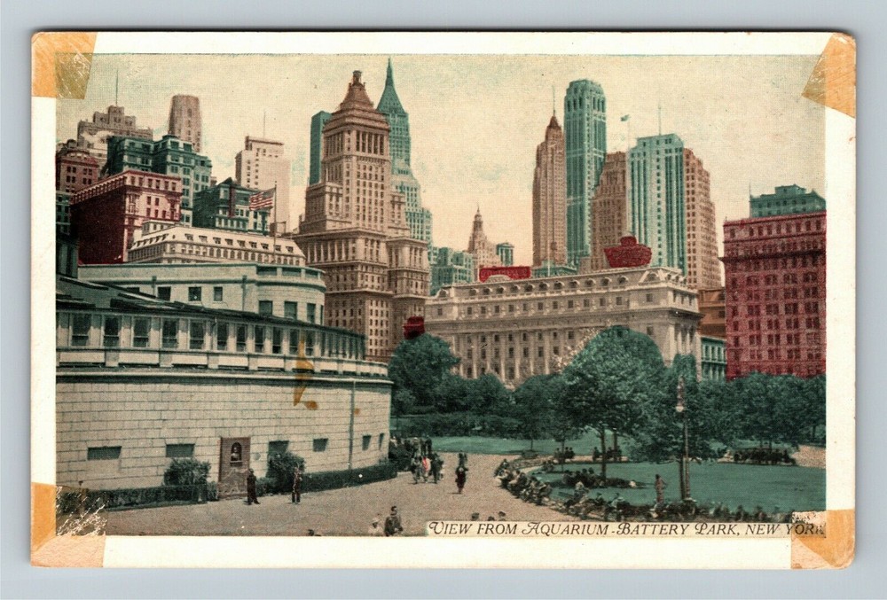 New York City NY, View From Aquarium Battery Park Vintage Souvenir Postcard