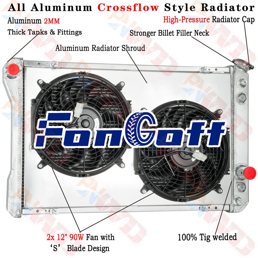 4 Row Radiator Shroud Fan For 82-92 Chevy Camaro/Pontiac Firebird Trans AM V6 V8