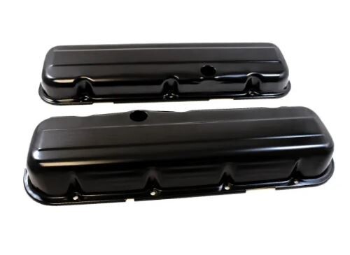 Chevy BBC 1965-00 396-502 Steel Short Valve Covers 2 5/8in Tall Baffled Black