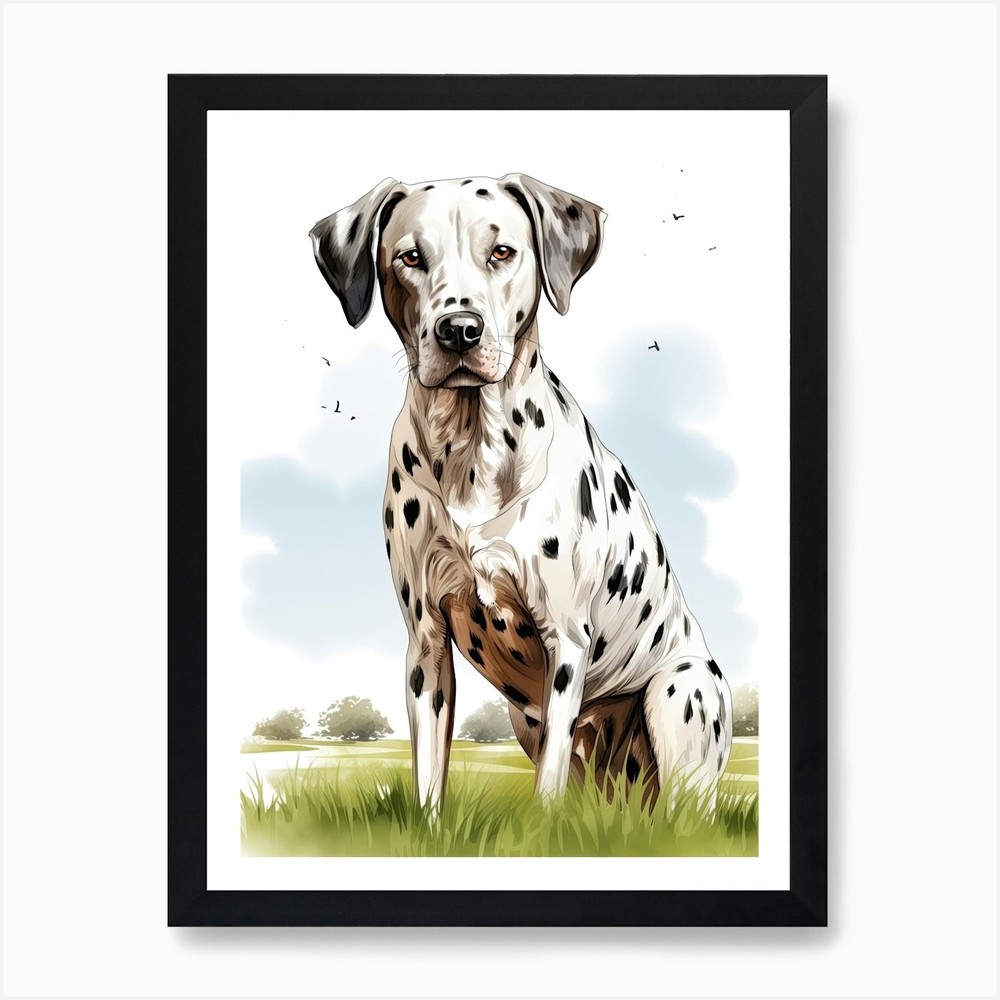 Dalmatian Dog Line Art Framed Canvas Wall Decor