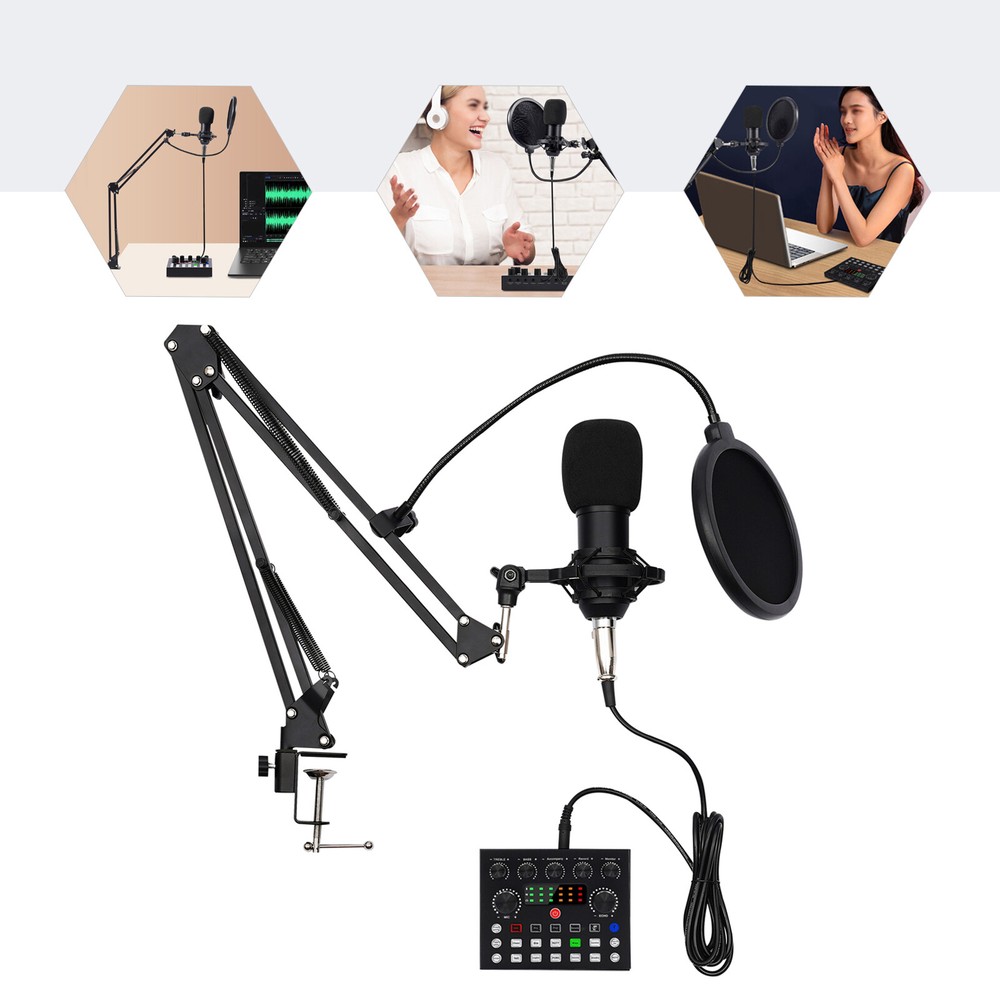 Studio Recording Kit Microphone Set Music Podcast Equipment Mixer Condenser Home
