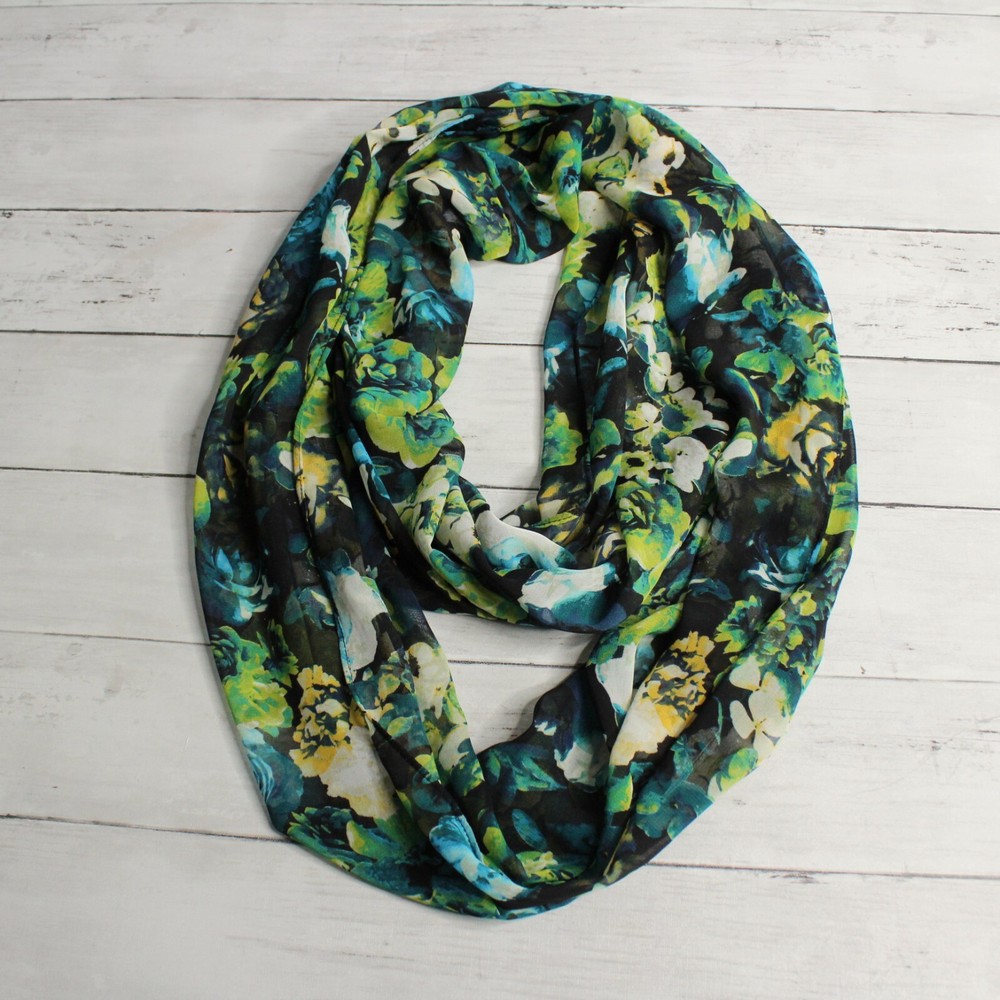 Susan Graver Floral Chiffon Womens Infinity Scarf One Size Lightweight Elegant