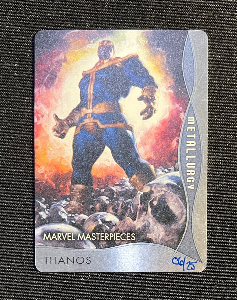 2020 Marvel Masterpieces #47 THANOS Metallurgy Metal Parallel Card Comic Art /25