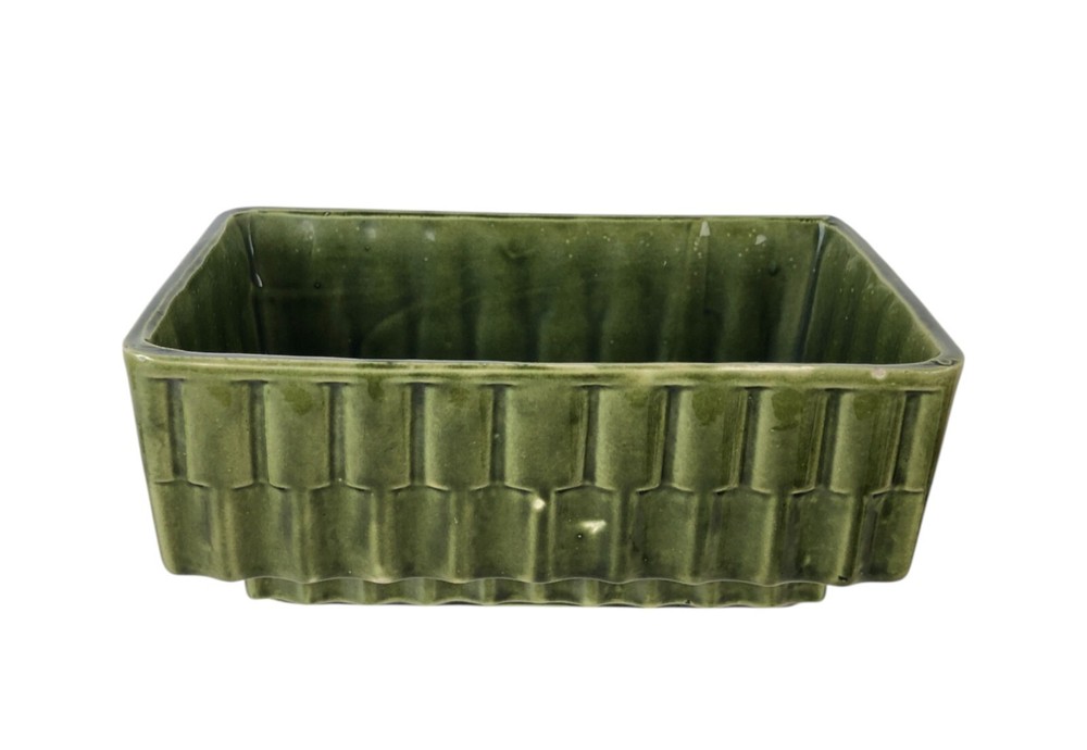 Vintage California Glazed Pottery Mid Century Planter Dark Green CP 338 USA 8.5