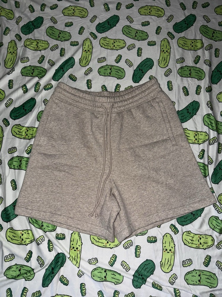 SKIMS Men's Fleece Lounge Shorts Beige Drawstring Pockets Casual Flat Front