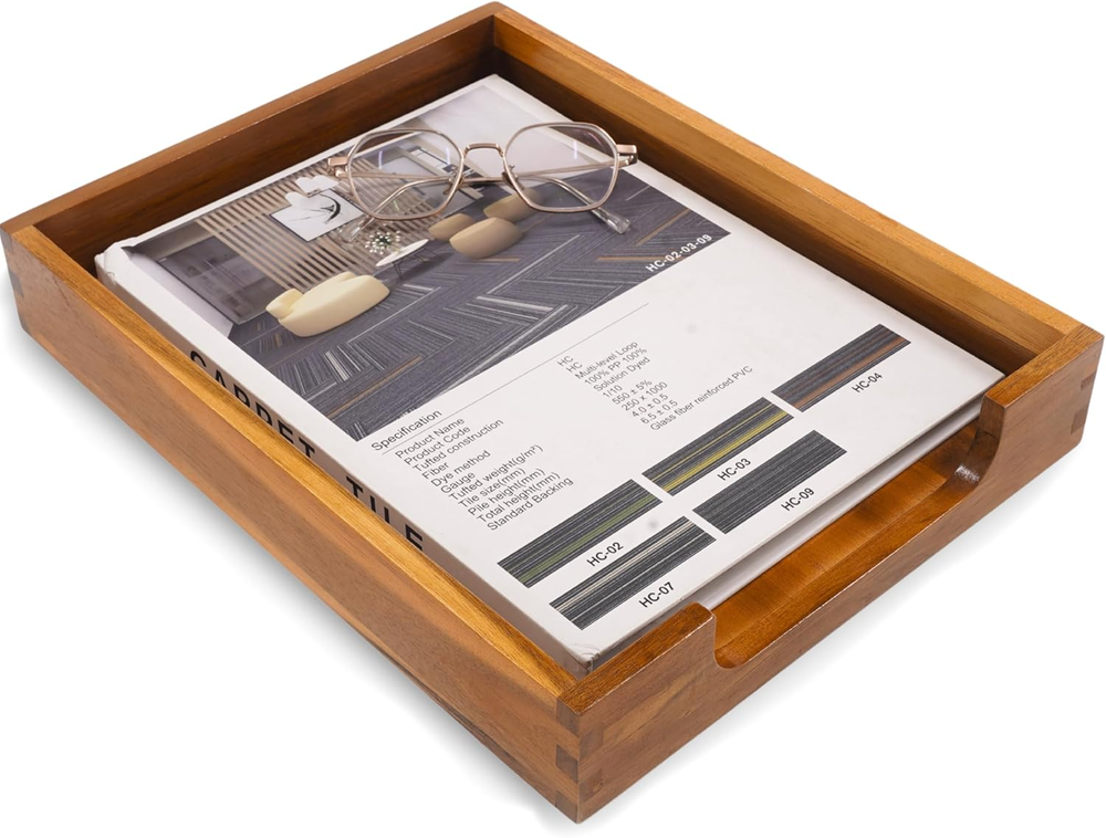 Wood Letter Tray -Load Documents Tray for Office Desktop Organizer Desk Magazine