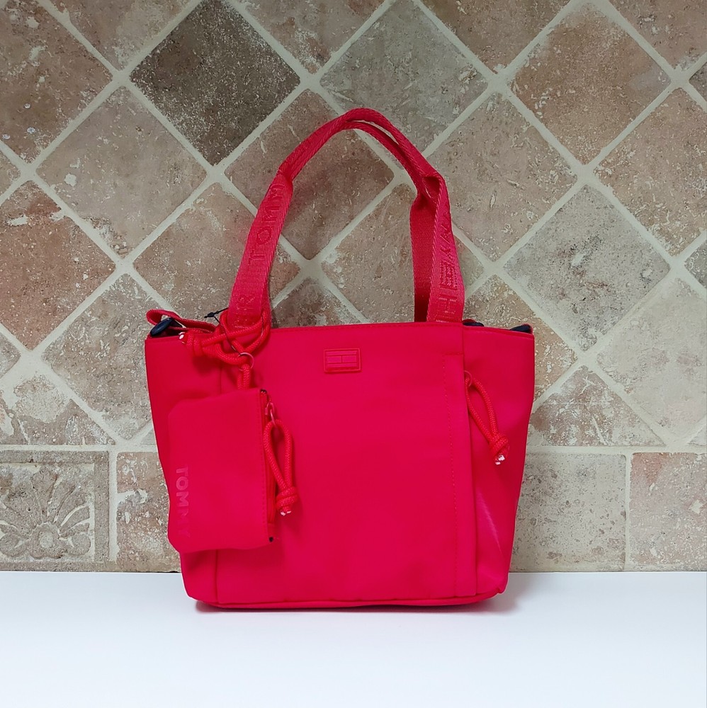 Tommy Hilfiger Erin II Pink Cherry Print Nylon Convertible Shopper with Pouch