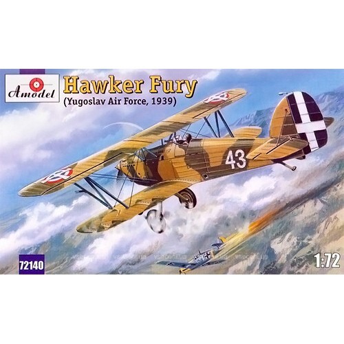 Amodel 72140 Plastic model airplane kit 1:72 Hawker Fury Yugoslavian AF fighter