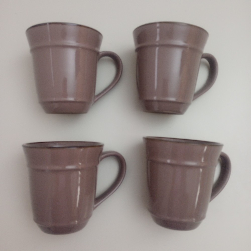 Set of 4 American Atelier Quality Stoneware Mugs (10oz) – Earthy Mauve/Brown