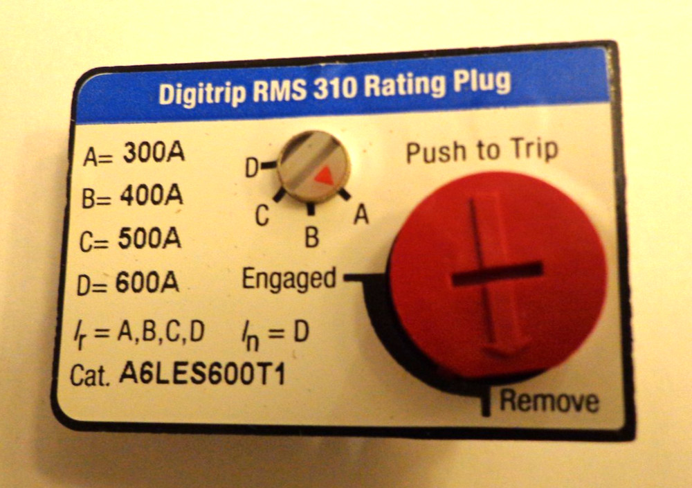 A6LES600T1 - EATON 600A Circuit Breaker Rating Plug for Series C Breaker, NEW!!