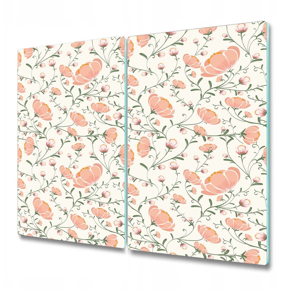 Serving Chopping Board Glass Cover Floral or Delicate flowers art 2x30x52