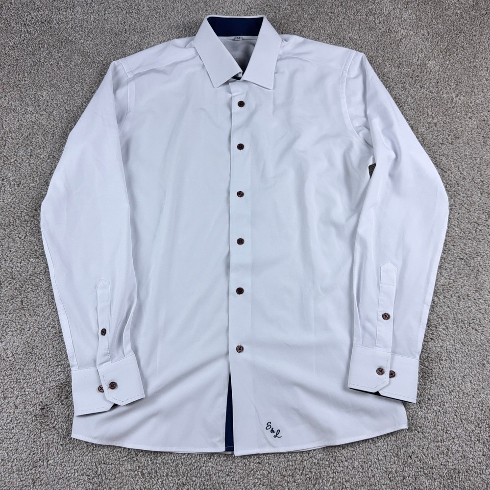 State & Liberty Shirt Mens Medium White Commuter Stretch Performance Button Up