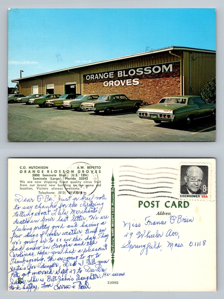 Seminole, FL-Florida, Orange Blossom Groves Citrus Fruit Stand Vintage Postcard