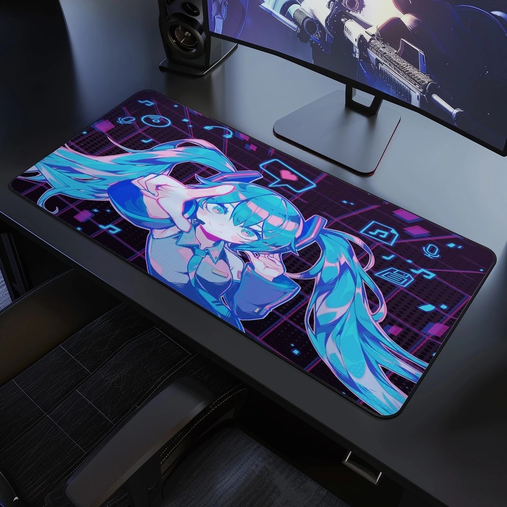 Hatsune Miku Desk Mat, Vocaloid Mousepad XL XXL, Gift for Anime & Music Fans