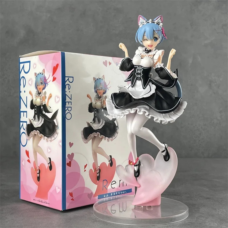 Re:Zero Rem Cat Ears Anime Figure Box Set PVC Collectible Figurines Kawaii Model