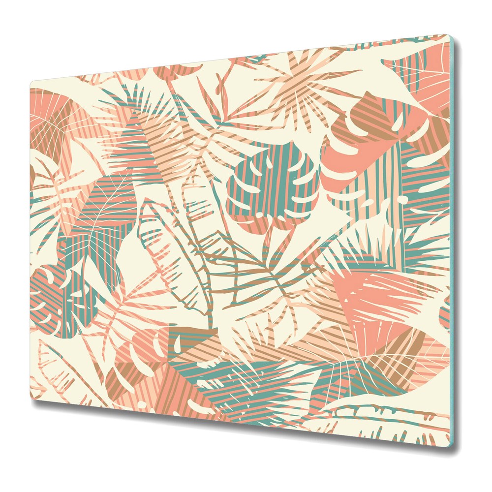 Glass Chopping Cutting Board Worktop Saver Beige flowers floral floral 60x52