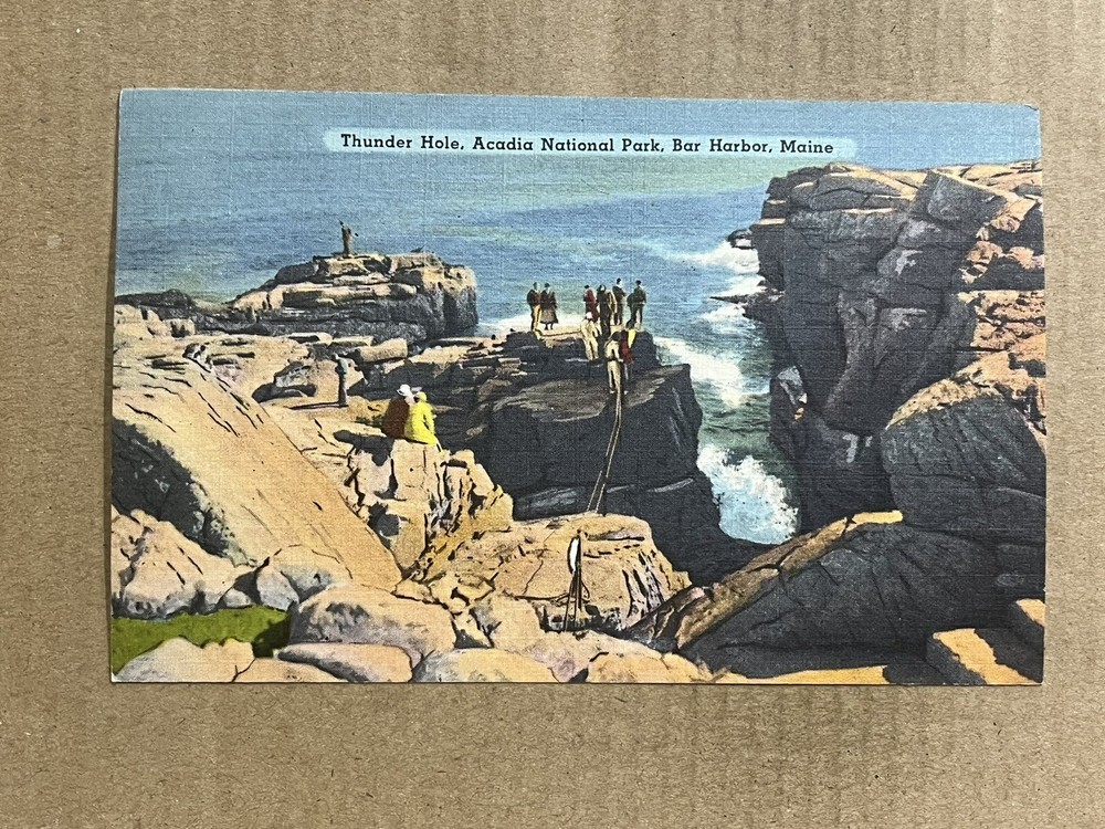Postcard Bar Harbor ME Maine Thunder Hole Acadia National Park Vintage Pac-image