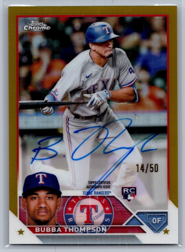 2023 Topps Chrome Rookie Gold Refractor 14/50 Bubba Thompson #RA-BTH Auto