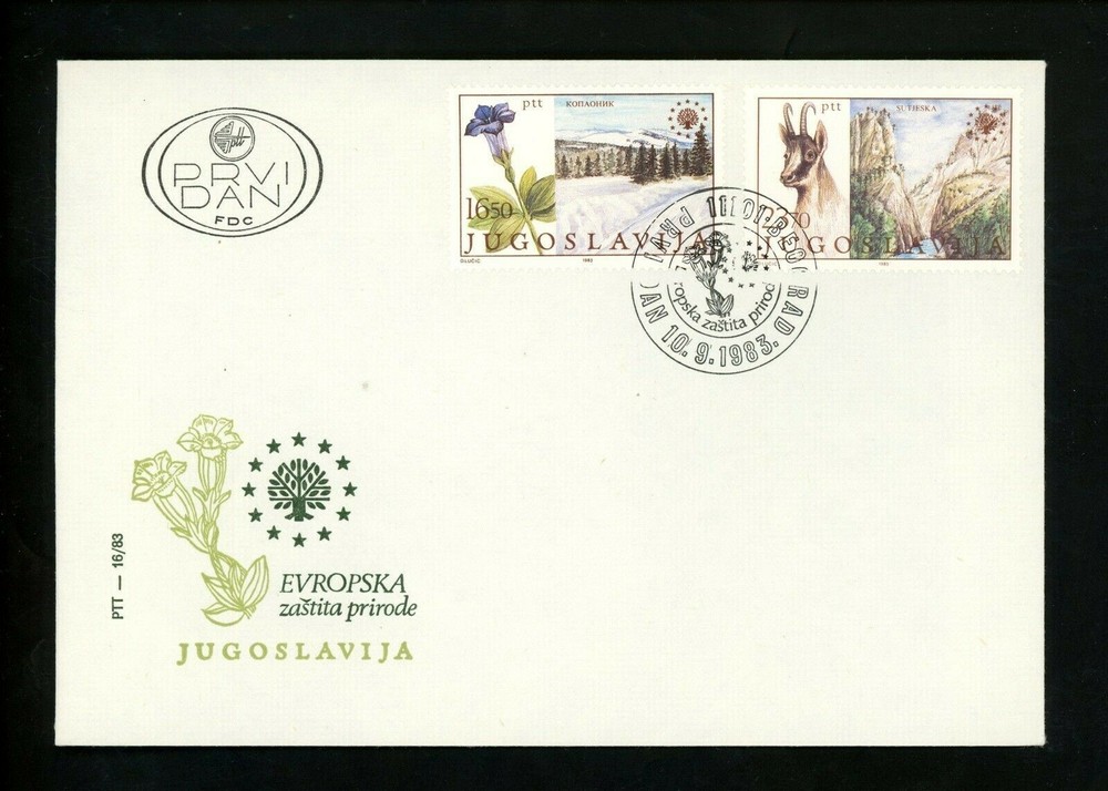 Postal History Yugoslavia FDC #1639-1640 Europe nature conservation 1983