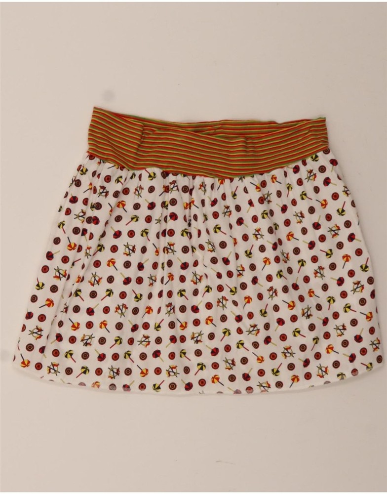 Vintage White Abstract Pattern Mini Skirt Size W34 Large CE09-image