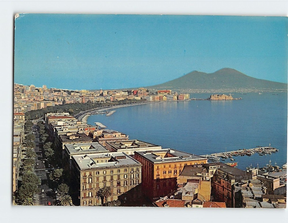 Postcard Panorama View Naples Italy