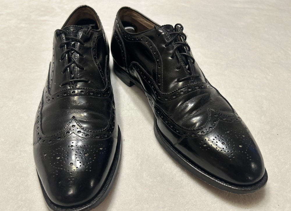 Johnston & Murphy Shoes Size 11 D/B Wingtip Oxford Dress Leather Lace Up Vintage