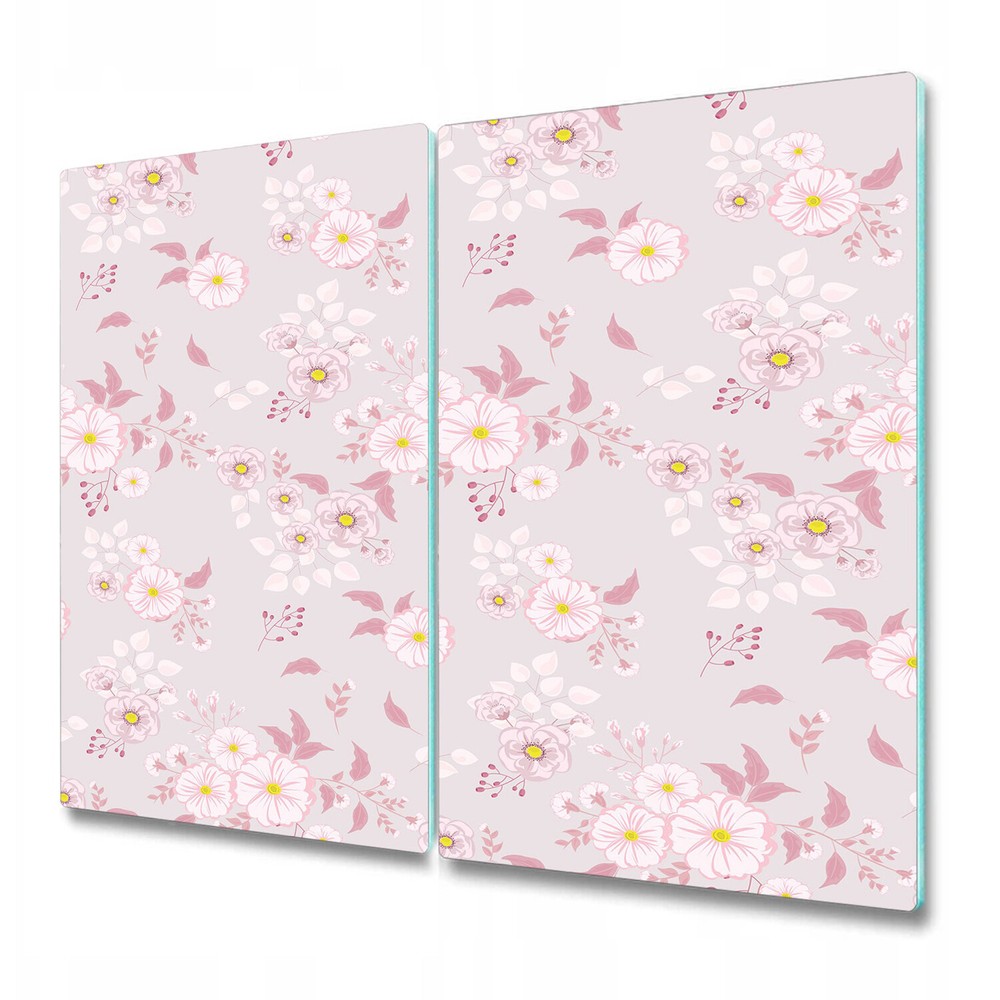 Glass Worktop Kitchen Chopping Board Small pink flowers white and pink photo