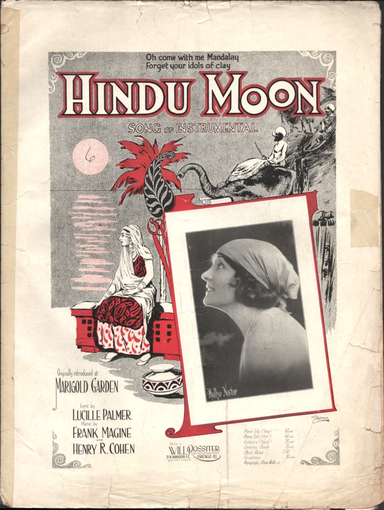1919 HINDU MOON antique Jazz sheet music ORIENTAL, EXOTICA, ELEPHANT RIDER