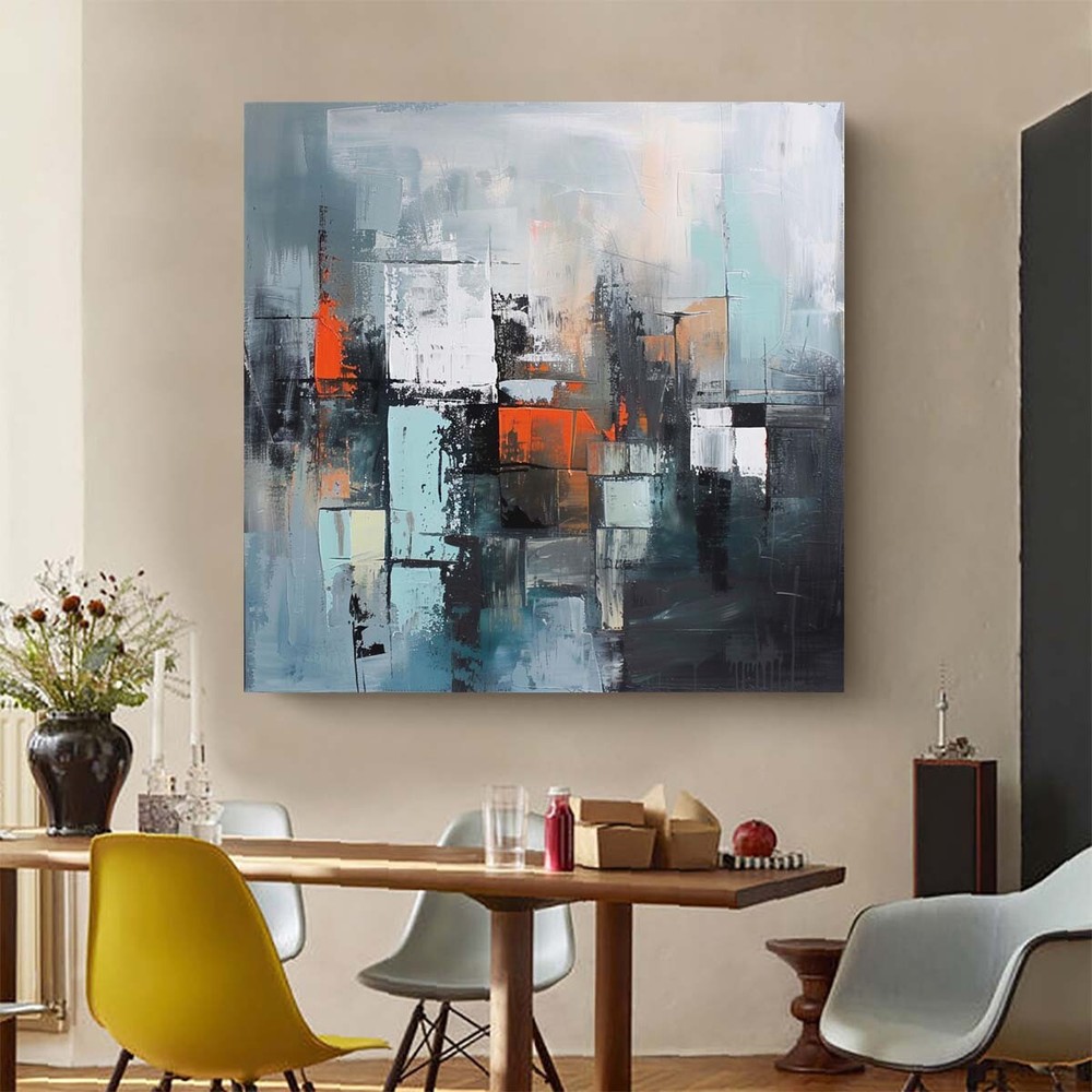 Pure Hand-painted Modern city Decorative Painting Abstract Texture Oil Painting