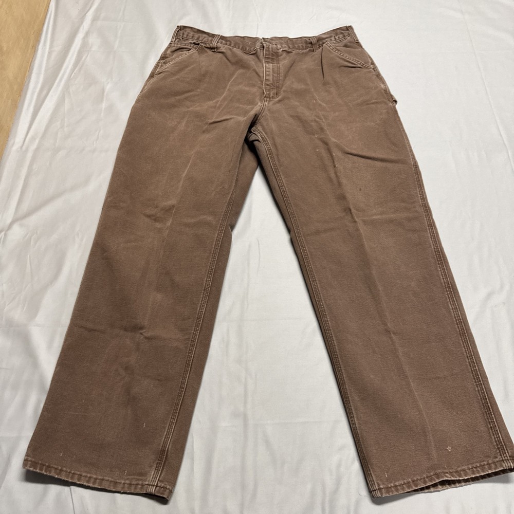 VTG Faded Carhartt B11 CHT Canvas Pant 40x32 (38x31) Actual Brown Dungaree Wide