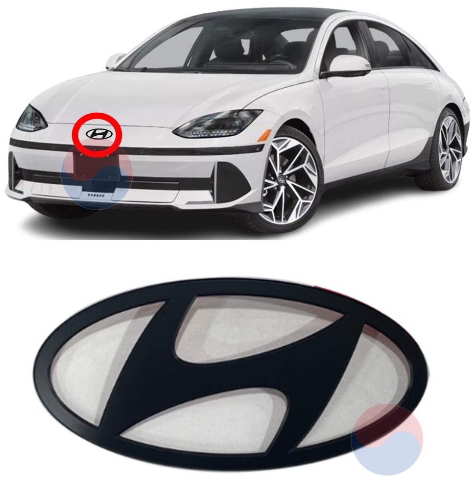 Genuine OEM Matte Black Front Emblem Badge 86305 KL210 for Hyundai IONIQ 6 22~26
