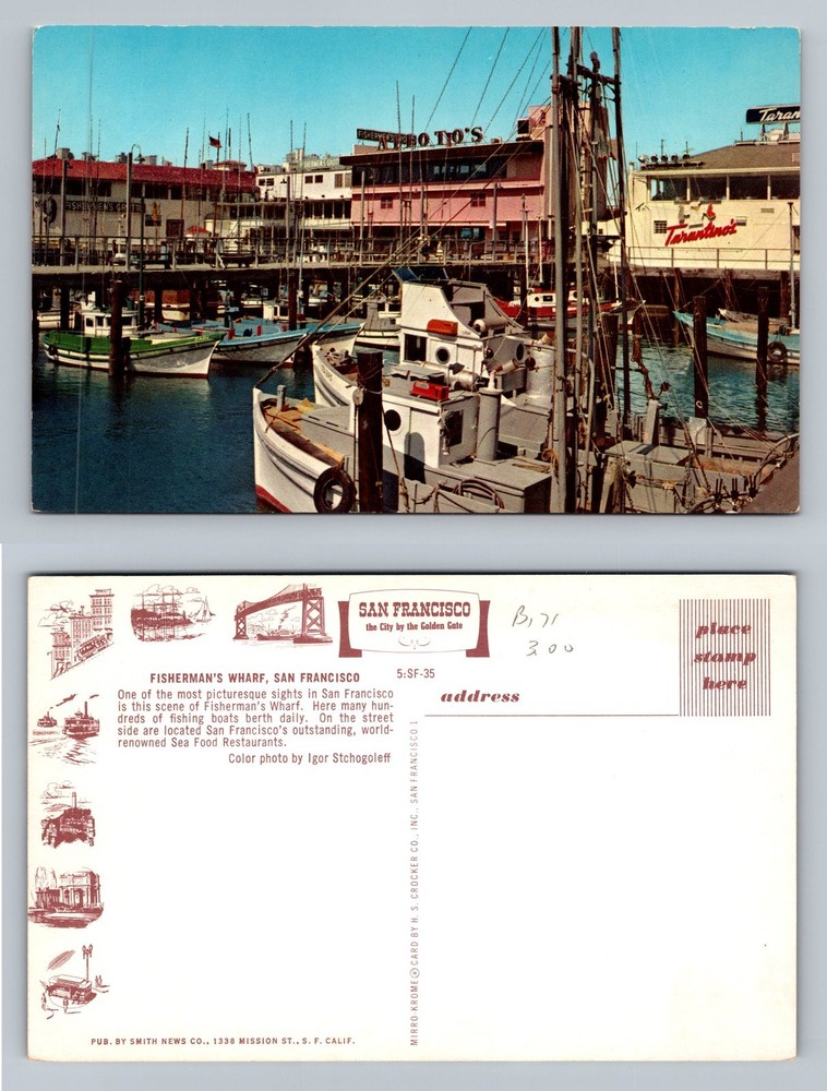 San Francisco, CA-California, Fisherman's Wharf Boats Vintage Postcard