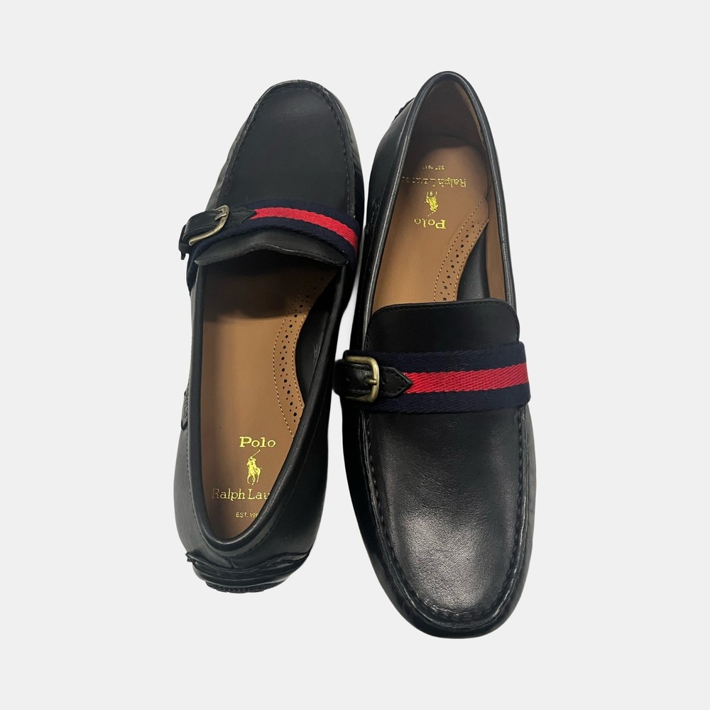 Polo Ralph Lauren Shoes Men’s 11.5D Riali Drivers Buckled Leather Black Loafer