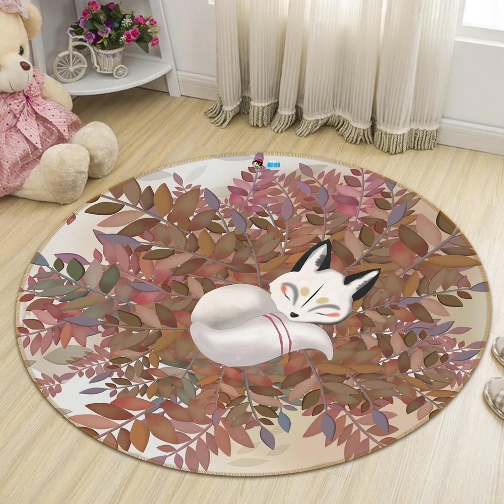 3D Hand Drawn Fox Leaves NAO9890 Game Rug Mat Elegant Photo Carpet Mat Fay