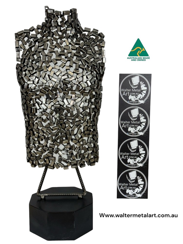 Steel abstract male torso sculpture for table decor-image