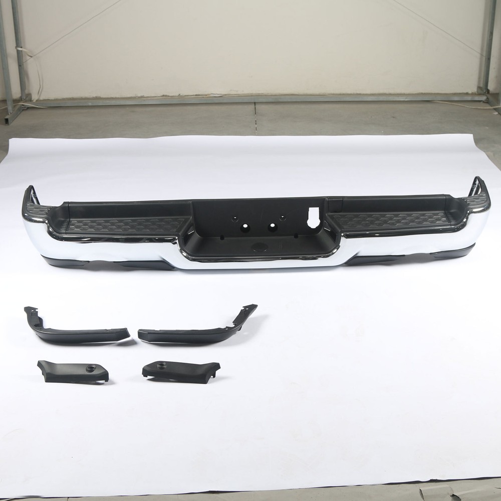 For 19-23 Ram 1500 Chrome Rear Bumper Assembly Dual Exhaust w/o Park Holes CA2