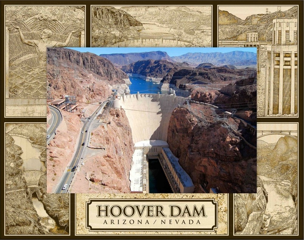 Hoover Dam Laser Engraved Wood Picture Frame Landscape (4 x 6)