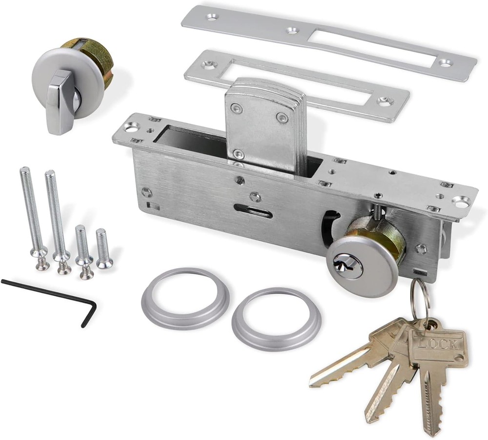 Storefront Door Mortise Lock Hook Deadbolt & Cylinder Combo, Adams Rite Cam