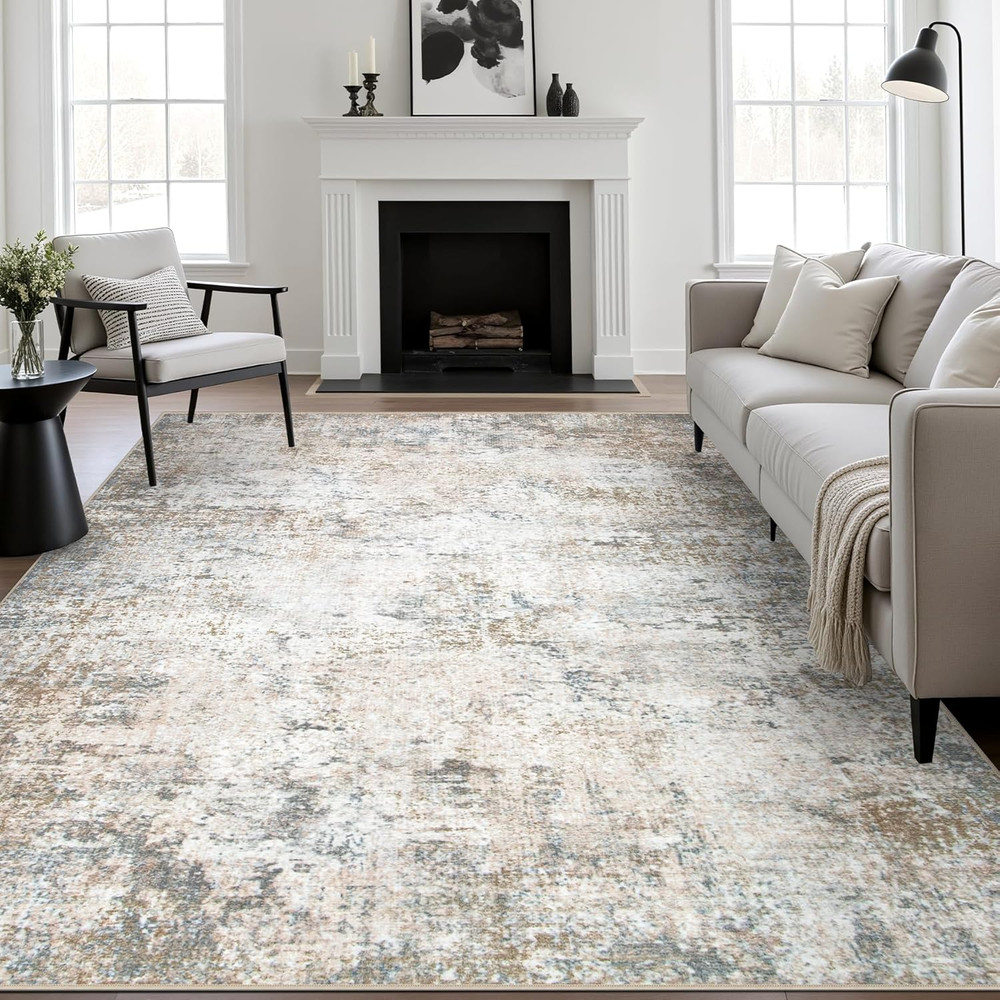 8X10 Area Rug Living Room Rug: Washable Modern Abstract Soft Thin Rug Indoor Flo
