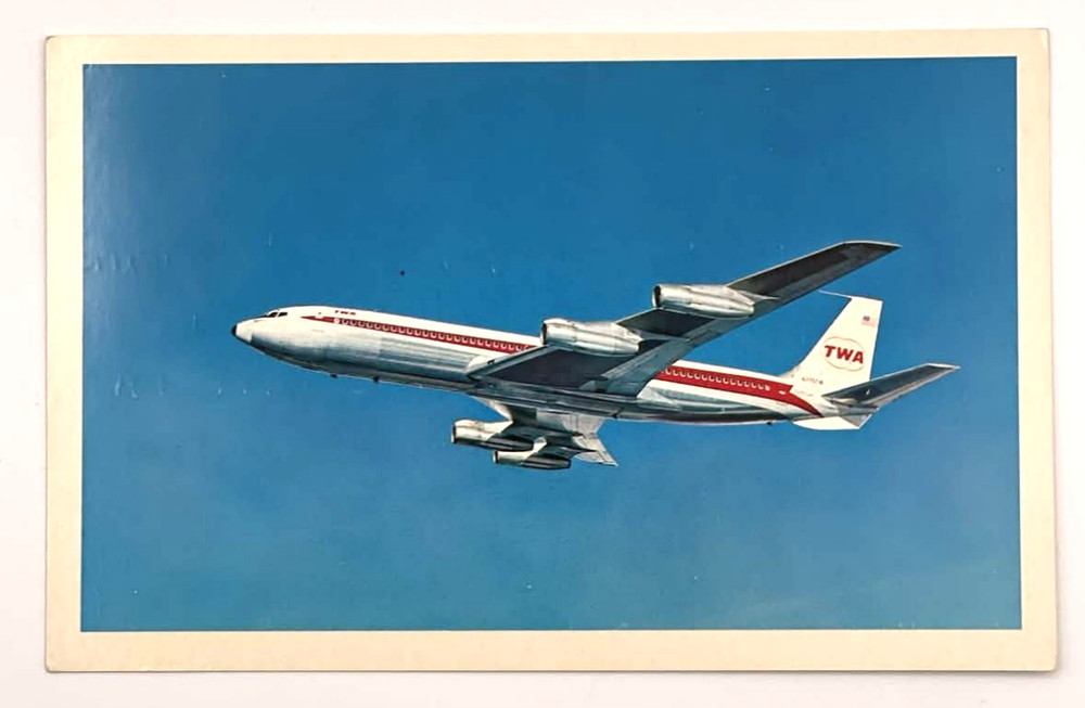 TWA - Trans World Airlines StarStream Boeing 707 Jet. Postcard